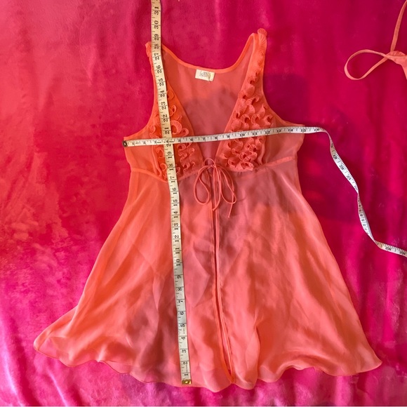 La Senza 2 Piece Sheer Coral Ruffle Chemise Sleep Set - Picture 15 of 16